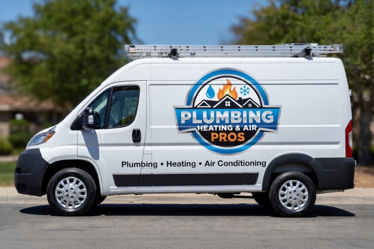 Local plumbing heating and air service van serving Dana Point